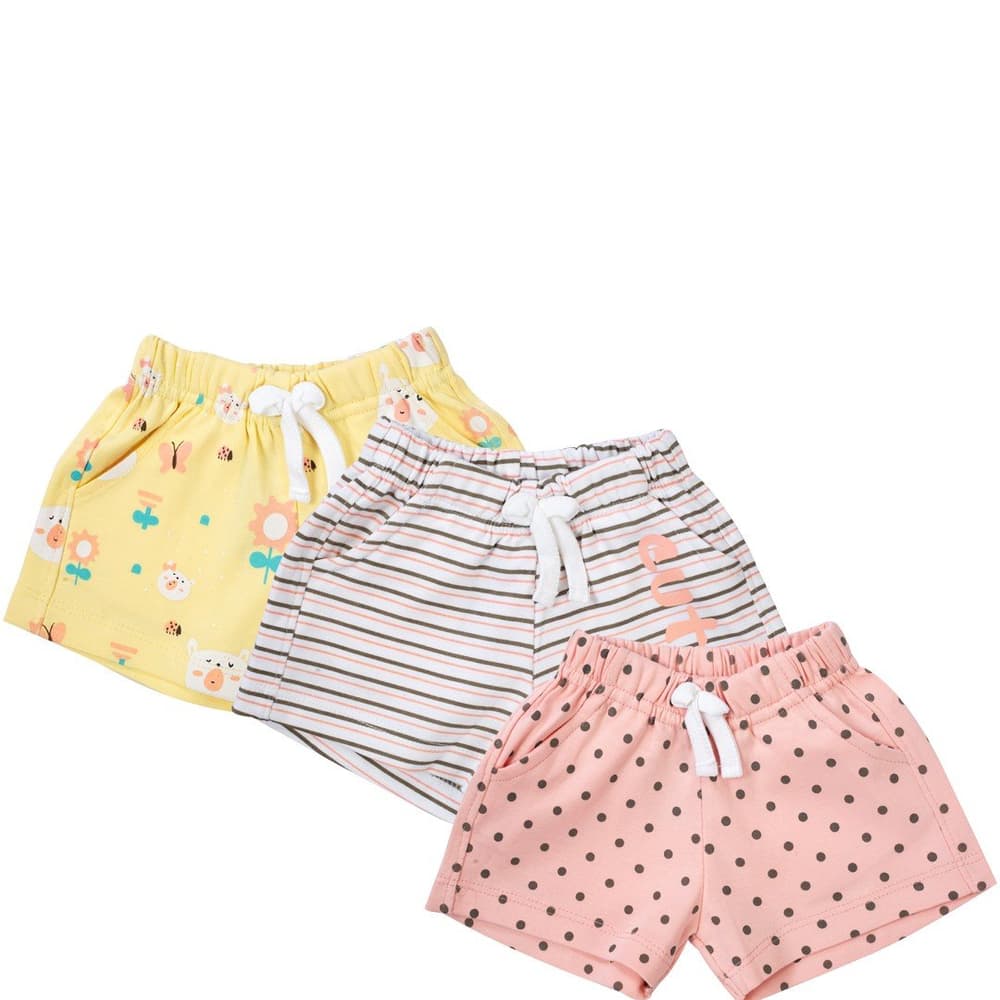 Mee Mee Shorts Pack of 3 -Pink & Yellow & White